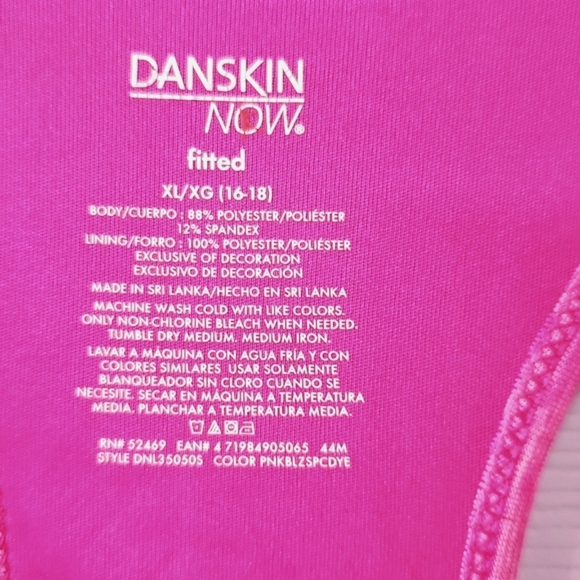 NWOT DANSKIN NOW Fitted Dri More pink sports tank. XL (16-18) - Picture 4 of 10